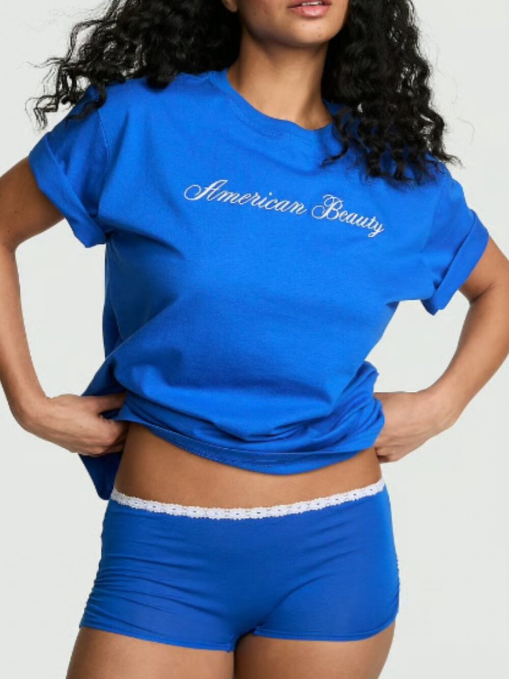PINK Victoria's Secret Campus Cotton Tee Short Sleeves - American Beauty L - NWT